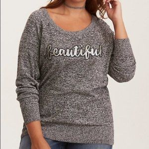NWT Torrid "Beautiful" Sequin Raglan Sweater SZ 4
